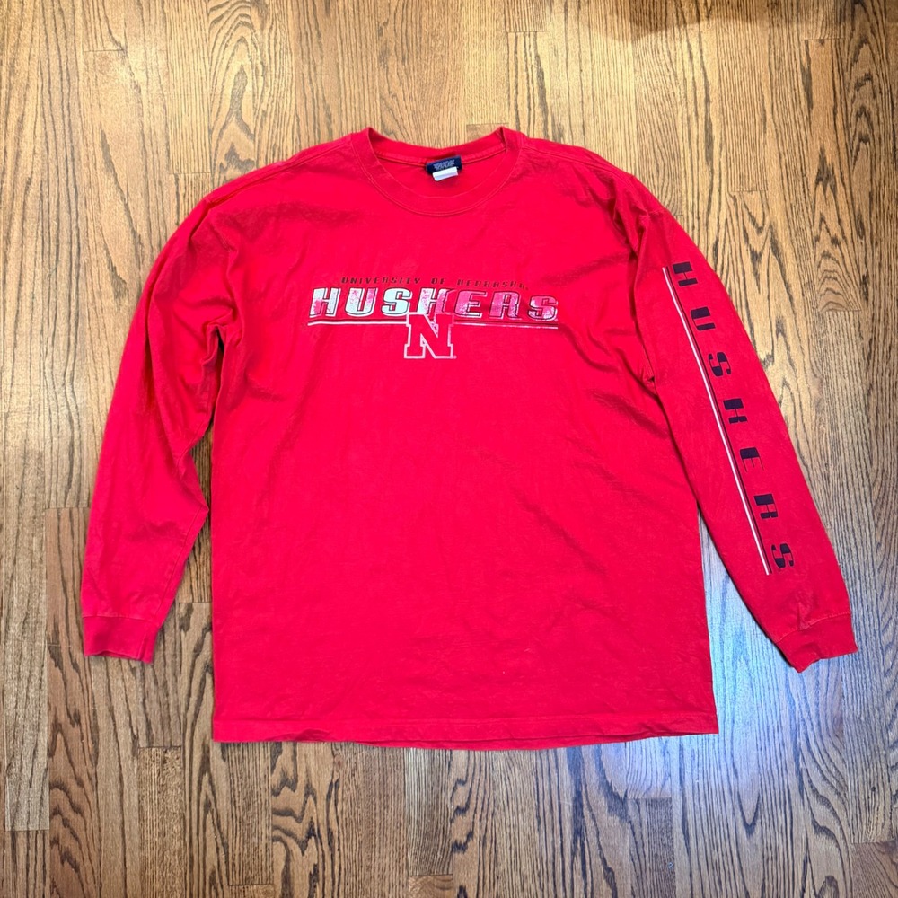 Vintage Jansport Nebraska Huskers Long Sleeve T Graphic XXL Red Heavyweight - Picture 1 of 7
